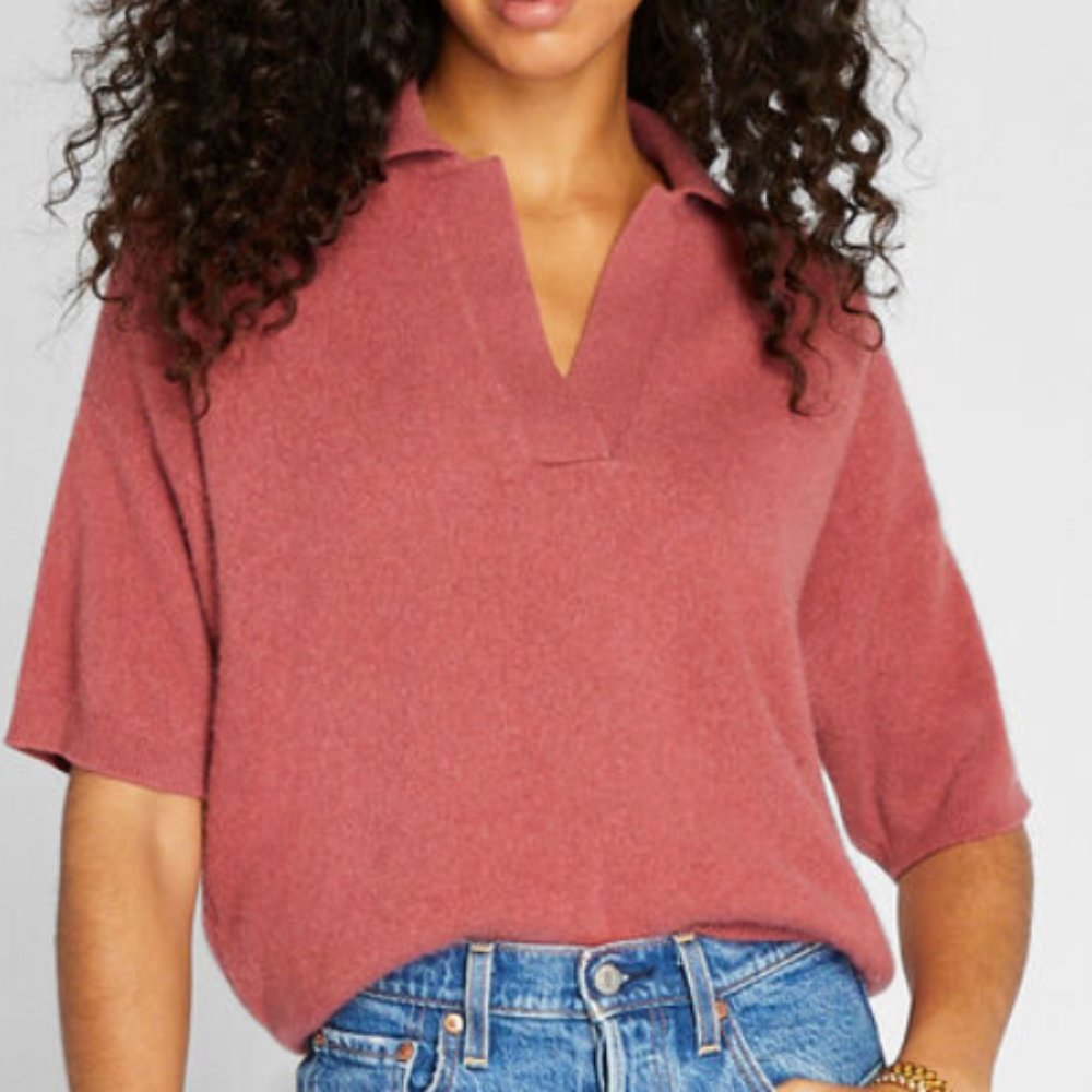 CLUB MONACO SHORT-SLEEVED CASHMERE SWEATER, M